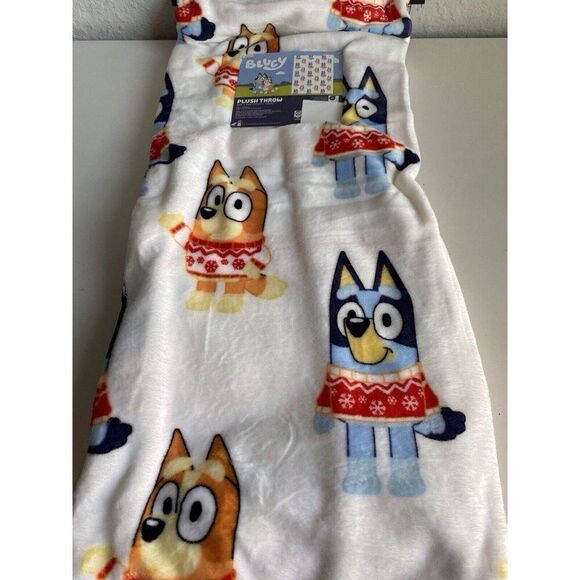 Bluey And Bingo Wearing Christmas Sweaters Soft Throw HOLIDAY Blanket 50 X 70” - Picture 13 of 13
